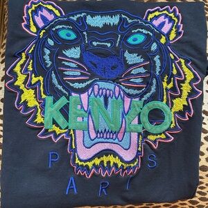 Kenzo Navy Blue Tiger Embroidered Graphic Long Sleeve Shirt / Sweatshirt size L